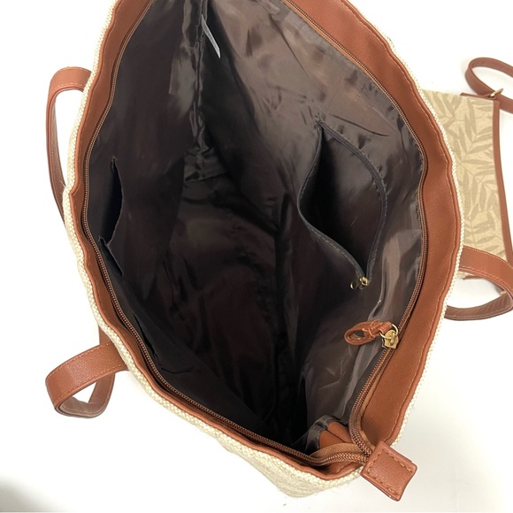 Embroidered Flowered Tan & Pink Jute Tote & Purse NWOT - Picture 8 of 13